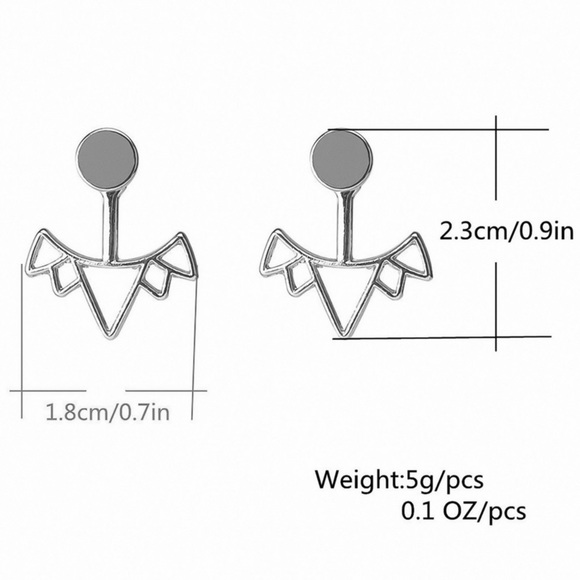 925 Silver Plated Disk Earrings w/Triangle Jackets - Picture 3 of 3